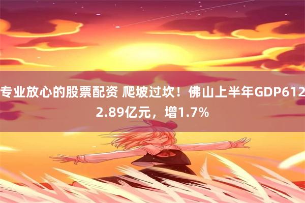 专业放心的股票配资 爬坡过坎！佛山上半年GDP6122.89亿元，增1.7%