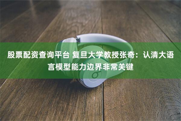 股票配资查询平台 复旦大学教授张奇：认清大语言模型能力边界非常关键