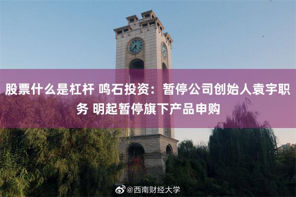 股票什么是杠杆 鸣石投资：暂停公司创始人袁宇职务 明起暂停旗下产品申购