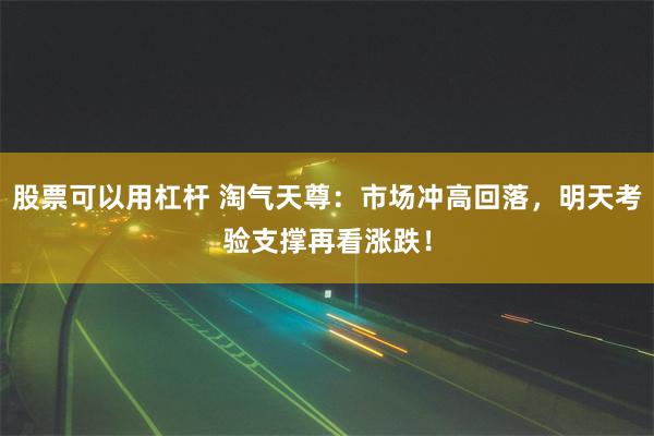 股票可以用杠杆 淘气天尊：市场冲高回落，明天考验支撑再看涨跌！